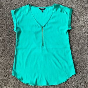 Express Short Sleeve Zip Front Top